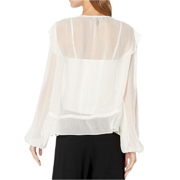 NEW BCBGMAXAZRIA Women's Chiffon Bishop Sleeve Blouse Size S - Picture 2 of 8